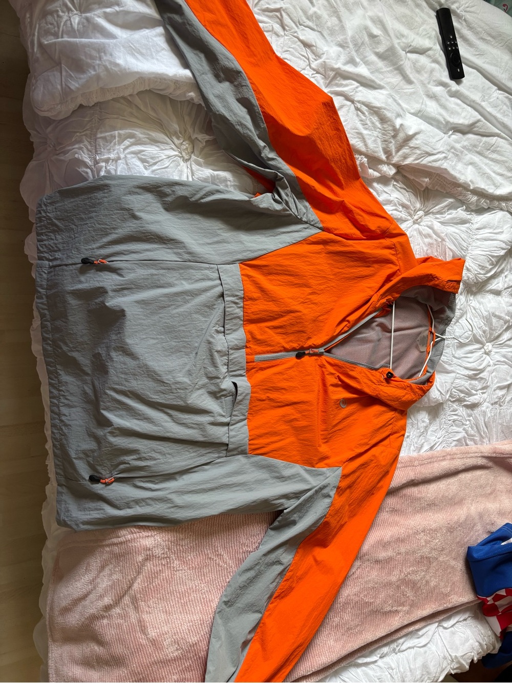 Asics Orange and Gray Mesh-Lined Pullover Jacket